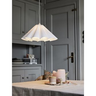 Biała stożkowa lampa abażurowa Freja 45cm